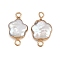 Natural Keshi Pearl Flower Connector Charms, with Brass Findings, White, Golden, 19~19.5x10.5~11.5x4.5~5mm, Hole: 1.8mm
