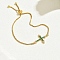 Fashion Brass Box Chain Slider Bracelets, Cubic Zirconia Cross Link Bracelets for Women, Green, 3/4x1 inch(2x2.5cm), Inner Diameter: 2-3/8 inch(6cm)~2-3/4 inch(7cm)