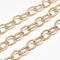 Electroplate Iron Cable Chains, Textured, Soldered, with Spool, Oval, Lead Free & Nickel Free, Golden, 12x9x2mm, about 65.61 Feet(20m)/roll