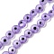 Handmade Evil Eye Lampwork Beads Strands, Flat Round, Lilac, 6x2.5mm, Hole: 0.6mm, about 63~65pcs/strand, 13.78~14.92''(35~37.9cm)