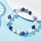Natural Lapis Lazuli & Cultured Freshwater Pearl Beads Stretch Bracelets, with Glass & Brass Beads, Round: 9.5mm, Inner Diameter: 2-1/8~2-1/4 inch(5.5~5.7cm)