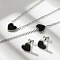 304 Stainless Steel Jewelry Sets, Pendant Necklaces & Stud Earrings & Bracelets, with Enamel, Heart, Stainless Steel Color, 16.93 inch(43cm), 7-1/8 inch(18cm), 9x10x2mm, Pin: 0.8mm