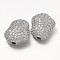Nuggets Brass Micro Pave Cubic Zirconia Beads, Platinum, 18x15x8mm, Hole: 2mm