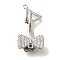 Brass Micro Pave Clear Cubic Zirconia Fold Over Clasps, Cadmium Free & Nickel Free & Lead Free, Bowknot, Platinum, 30mm