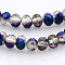 Half Plated Faceted Rondelle Glass Beads Strands, Blue Plated, 3.5x2.5mm, Hole: 1mm, about 100pcs/strand, 10 inch