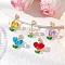Flower Glass Pendant Decorations, with 304 Stainless Steel Lobster Claw Clasps and Seed Beads, Mixed Color, 42~43mm