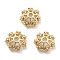Rack Plating Flower Brass Micro Pave Clear Cubic Zirconia Bead Caps, Long-Lasting Plated, Lead Free & Cadmium Free & Nickel Free, Real 18K Gold Plated, 8x3mm, Hole: 1mm
