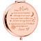 Stainless Steel Mirror, with Velvet Pouches, Flat Round, Rose Gold, Word, 7x6.5cm