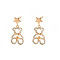 Brass Micro Pave Clear Cubic Zirconia Stud Earring Findings, for Half Drilled Beads, Nickel Free, Bear, Real 18K Gold Plated, 25x11.5mm, Pin: 0.6mm, pin: 0.6mm (for Half Drilled Beads)