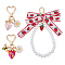 3Pcs Strawberry Acrylic & Alloy Enamel & Glass Pearl Pendant Decoration, with Alloy Swivel Clasps, Mixed Color, 70~150mm