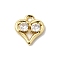 Brass Micro Pave Cubic Zirconia Pendants, Heart Charms, Rack Plating, Long-Lasting Plated, Cadmium Free & Lead Free, Real 18K Gold Plated, Clear, 10.5x10x2.5mm, Hole: 1.5mm