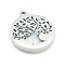 Stainless Steel Pendants, Laser Cut, Flat Round with Tree of Life Charm, Stainless Steel Color, 15mm