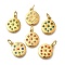 304 Stainless Steel Rhinestone Pendants, with Jump Ring, Ion Plating(IP), Flat Round Charm, Real 14K Gold Plated, Mixed Color, 19x15.5x2mm, Hole: 5x2.5mm