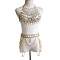 Clear AB Acrylic Alloy Tassel Chain Sexy Suit Body Chains for Beach Party, Golden, 630mm & 690mm