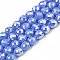 Electroplate Opaque Solid Color Glass Beads Strands, AB Color Plated, Faceted, Strawberry, Cornflower Blue, 6x6mm, Hole: 1.4mm, about 97~99Pcs/strand, 57.5~58.5cm