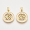201 Stainless Steel Pendants, with Shell and Random Size Snap on Bails, Flat Round with Triskele/Triskelion, Golden, 23x20x2mm, Hole: 7~10x3~5mm