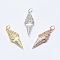 Brass Micro Pave Cubic Zirconia Pendants, Cadmium Free & Nickel Free & Lead Free, Ice Cream, Mixed Color, 26x9x4mm, Hole: 3mm