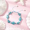 Starfish & Turtle Synthetic Turquoise Beads Braided Bead Bracelets for Women, Turquoise, Inner Diameter: 1-5/8~3-1/4 inch(4.1~8.3cm)