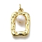 Brass Pendants, Rack Plating, Long-Lasting Plated, with Natural Pearl, Real 18K Gold Plated, Cadmium Free & Lead Free, Rectangle, 19.5x13x3mm, Hole: 3.5mm