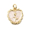 Brass Enamel Pendants, Long-Lasting Plated, Lead Free & Cadmium Free, with Jump Ring, Heart with Rose Charm, Rack Plating, Real 18K Gold Plated, Old Lace, 16x14.5x1.5mm, Hole: 3.5mm