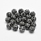 Handmade Polymer Clay Rhinestone Beads, Round, Jet Hematite, 8mm, Hole: 1mm