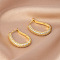 Oval Brass Micro Pave Clear Cubic Zirconia Hoop Earrings, Golden, 35mm