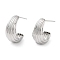 Brass Studs Earrings, Long-Lasting Plated, Lead Free & Cadmium Free, Moon, Platinum, 20x9.5mm