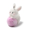 Easter Opaque Resin Pendants, Flocky Rabbit Charm, with Platinum Tone Iron Loops, Pearl Pink, 29x15x25mm, Hole: 2mm