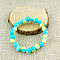 Glass Imitation Natural Agate Round Beaded Stretch Beaded Bracelets, Deep Sky Blue, 2-3/8 inch(6cm)