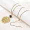 304 Stainless Steel with Disc Glass Leaf Pendant Necklaces, Ion Plating(IP), Real 18K Gold Plated, 19.37 inch(49.2cm)
