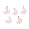 Natural Quartz Crystal Pendants, Moon Charms, with Platinum Tone Brass Findings, 30.5x27x9mm, Hole: 4x3mm