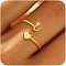 Brass Cuff Rings, Heart and Letter, Golden, Letter U, Inner Diameter: 17~19mm