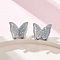 Tarnish Resistant 304 Stainless Steel Stud Earrings, Textured, Butterfly, Stainless Steel Color, 10x12x3.5mm, Pin: 0.8mm