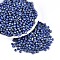 Picasso Baking Paint Glass Seed Beads, Round, Royal Blue, 4~4.5mm, Hole: 1mm, about 4500pcs/pound