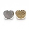 Brass Cuff Rings, Open Rings, Cadmium Free & Lead Free, Flat Round with Heart, Mixed Color, US Size 6 1/2(16.9mm)