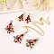 Christmas Tree Alloy Rhinestone Pendant Necklaces & Stud Earrings & Rings & Brooch Sets, Golden, 450mm & 30x23mm
