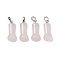 Natural Rose Quartz Pendants, Hand Charms, with Brass Snap on Bails, Platinum, 24x10.5x6.5mm, Hole: 7x4mm