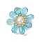 Glass Pendants, with Brass Findings, Flower, Light Sky Blue, 25.5x23.5x8mm, Hole: 6.5x3mm
