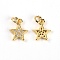 Brass Rhinestone Pendants, with Open Jump Ring, for Necklace Making, Star, Crystal, 13x10x2mm, Hole: 3mm