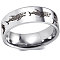 Shark Pattern 201 Stainless Steel Finger Rings, Stainless Steel Color, US Size 8(18.1mm)