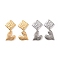 304 Stainless Steel Heart with Rhombus Dangle Stud Earrings for Women, Mixed Color, 37mm, Pin: 0.8mm