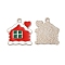 Christmas Alloy Enamel Pendants, Platinum, House, 17x15x1mm, Hole: 1.4mm