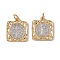 Brass Pendants, with Jump Ring, Cadmium Free & Nickel Free & Lead Free, Rack Plating, Square, Real 18K Gold Plated, 17.5x15x2mm, Hole: 3.5mm