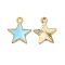Alloy Enamel Pendants, Cadmium Free & Nickel Free & Lead Free, Star Charm, Golden, Cyan, 18x15.5x1.5mm, Hole: 1.8mm