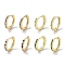Brass Pave Cubic Zirconia Hoop Earrings for Women, Real 18K Gold Plated, Mixed Color, 13x1.8mm