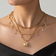 Женское ожерелье с подвеской в форме ракушки из нержавеющей стали и латуни 201 в морском стиле с треугольной кисточкой из прозрачного кубического циркония VY7780-3