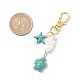 Подвеска в виде ракушки с кристаллами из синтетической бирюзы и натурального белого перламутра в виде морской звезды и морской черепахи HJEW-JM03169-02-3