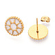 Плоские круглые серьги-гвоздики с солнцем из нержавеющей стали 304 с эмалью EJEW-T047-17G-B-2
