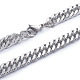 Не тускнеющие мужские ожерелья из нержавеющей стали 304 с бриллиантовой огранкой в виде кубинских звеньев X-NJEW-L173-002B-P-1