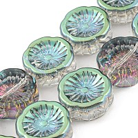 Нити прозрачных бусин из гальванического стекла с полупокрытием&nbsp;EGLA-G037-10A-HP01